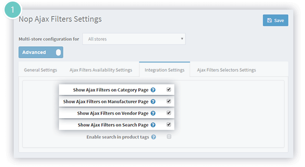 Ajax Filters plugin Features - integrates with the category, manufacturers, vendors and search pages