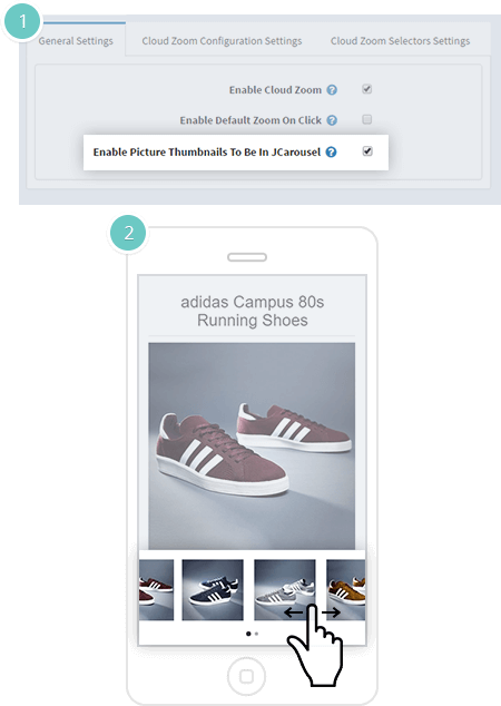 Cloud Zoom Plugin Features - carousel of product images