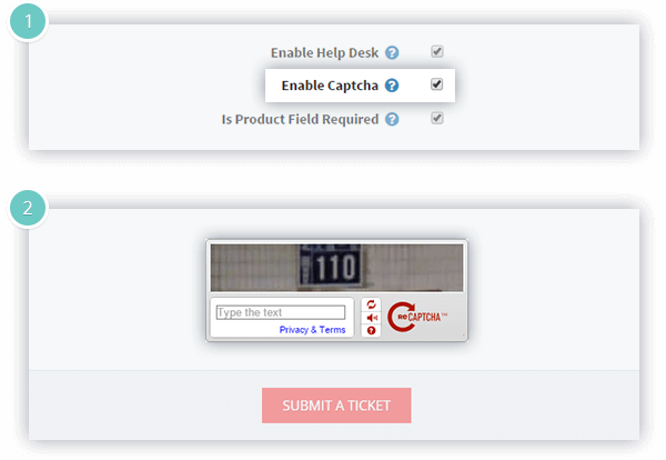 Help Desk Plugin Features - enable captcha on ticket submission