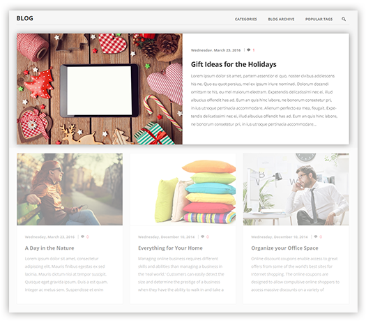 Pavilion Theme Features - Rich Blog plugin included