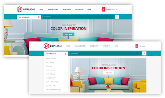 Pavilion Theme Features - Home Page Image Slider