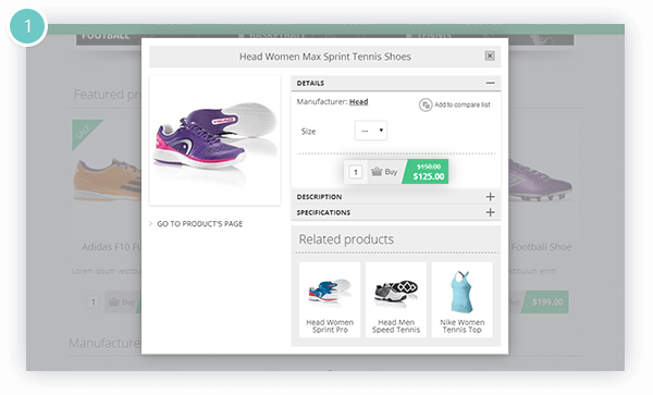 Ajax Cart Plugin Features - Ajax Cart is integrated with the Quick View plugin for nopCommerce
