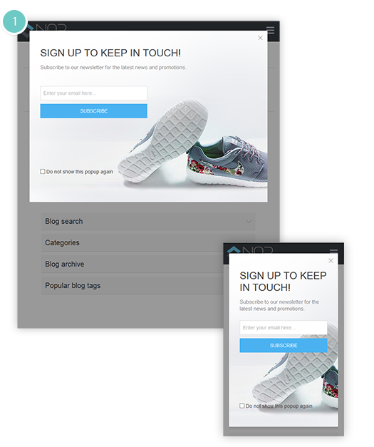 Newsletter Popup Plugin Features - the pop-up will adjust depending on the screen resolution