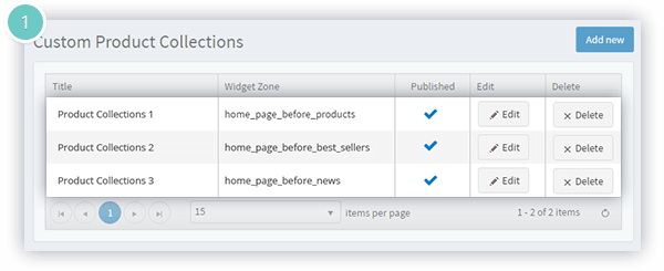 Smart Product Collections Features - unlimited widget zones available
