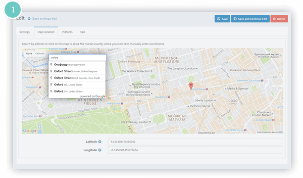 Store Locator Plugin Features - search a location by address, city or postcode