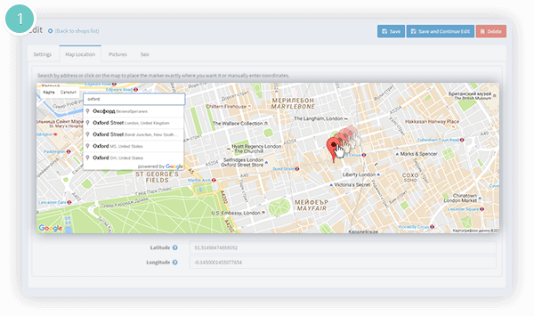 Store Locator Plugin Features - pin a store location