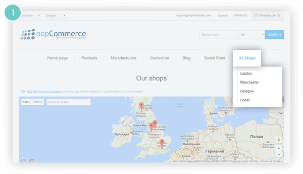 Store Locator Plugin Features - the store locator plugin integrates with the mega menu plugin for nopCommerce