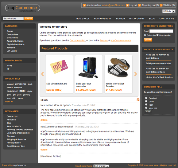 d) Here is an example of the JCarousel plugin, working on the DarkOrange theme