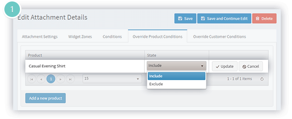 Attachments Plugin Features - include or exclude products or customers from the condition