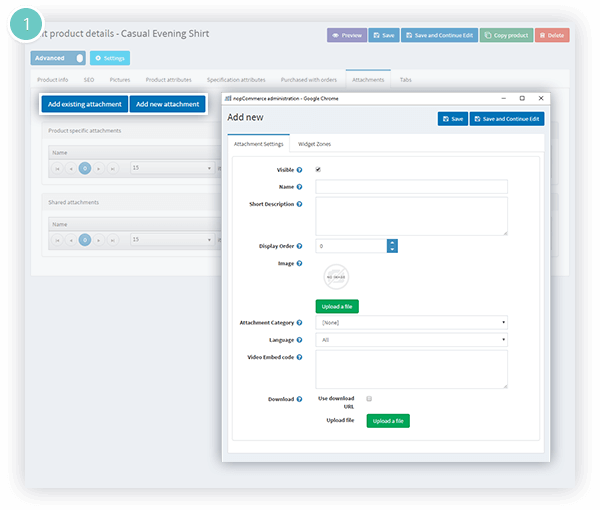 Attachments Plugin Features - add attachments from the product administration