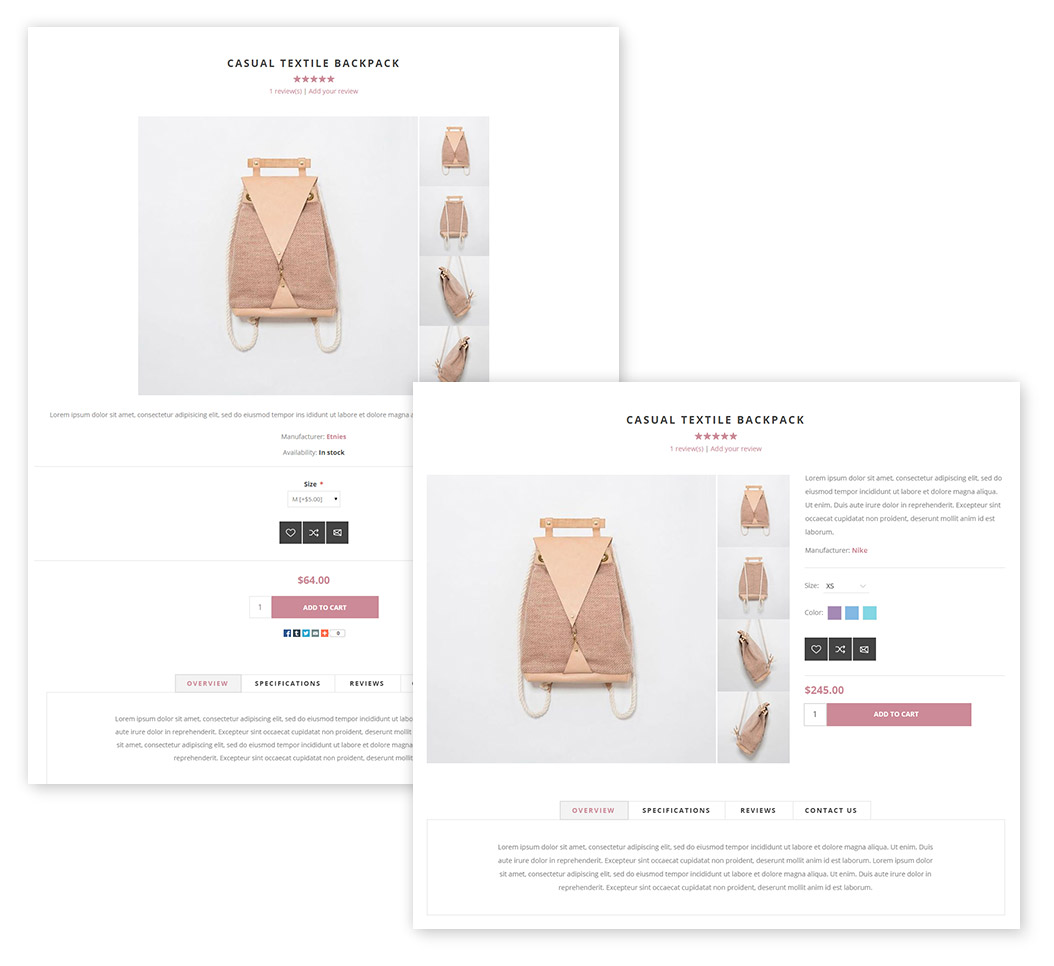 product page layout