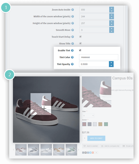 Cloud Zoom Plugin Features - color tint effect