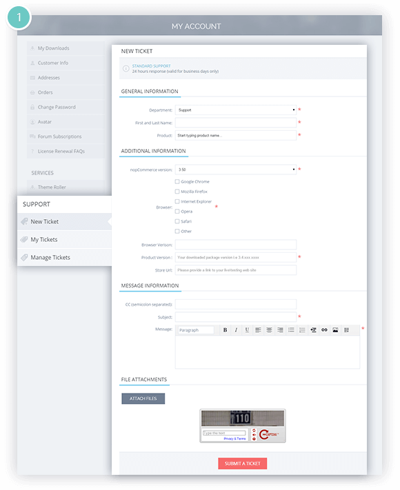 Help Desk Plugin Features - manage tickets, new ticket, my tickets pages