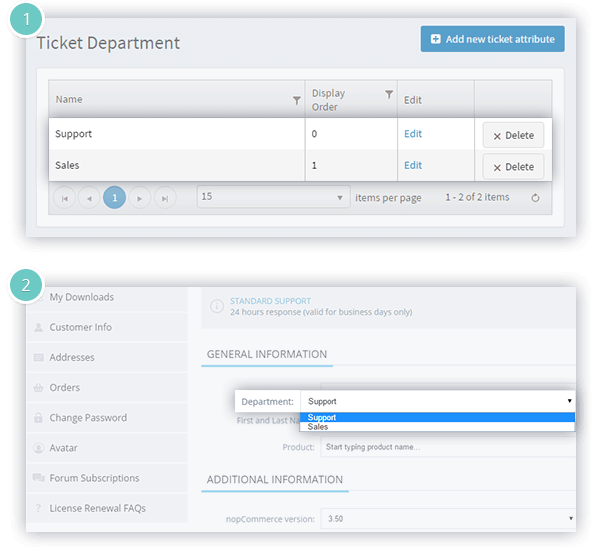 Help Desk Plugin Features - help desk departments