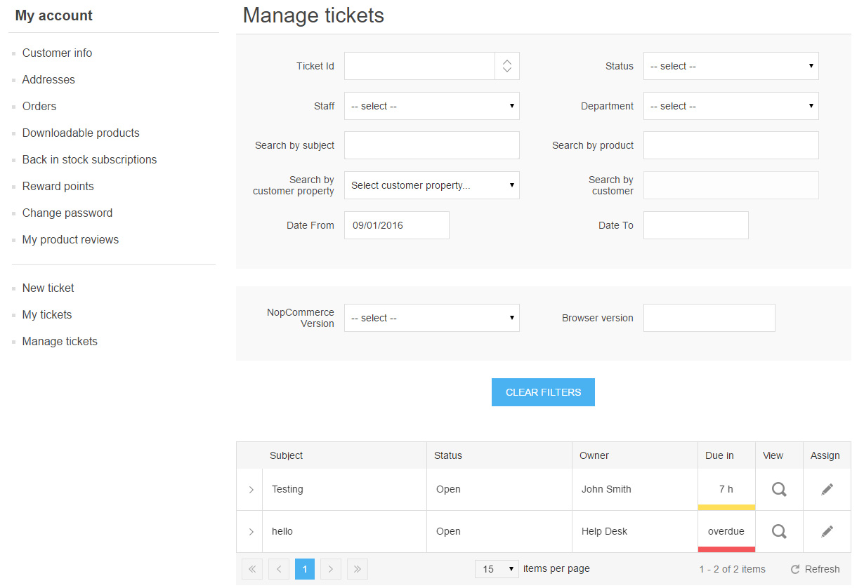 manage tickets