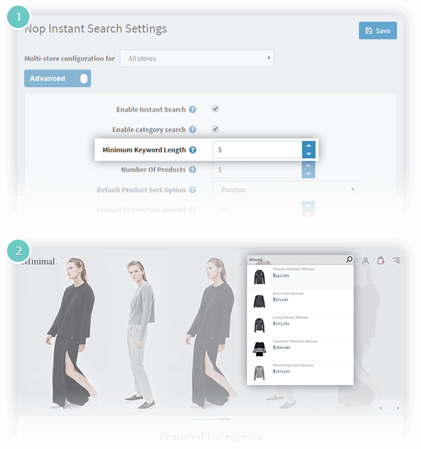 Instant Search Plugin Features - keyword length to trigger the search results