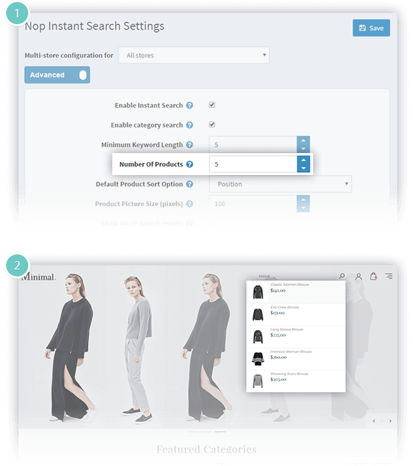 Instant Search Plugin Features - number of products in the search results