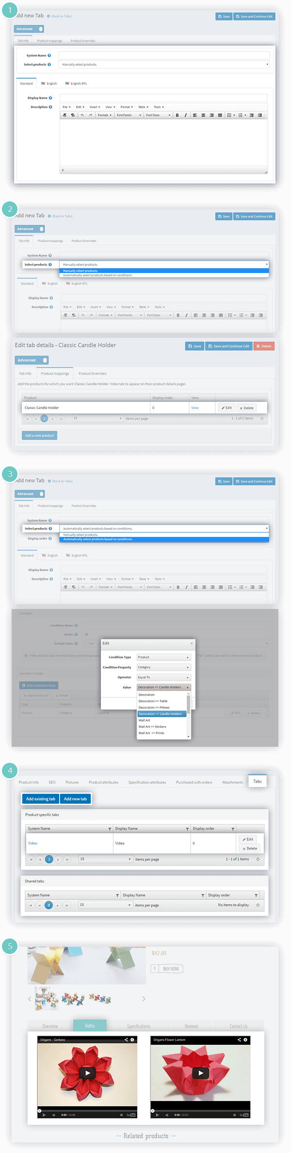 Quick Tabs Plugin Features - product tabs management