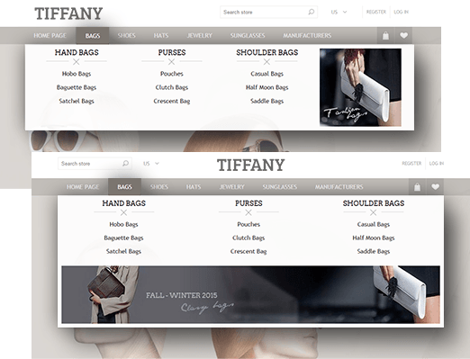 Tiffany Theme Features - Mega Menu plugin included