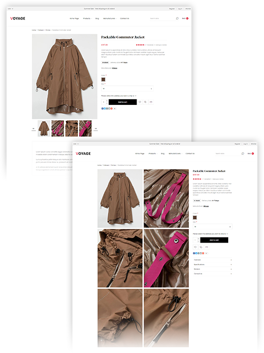 product page layout