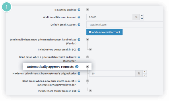 Price Match Plugin Features - approve a price request manually or enable the auto-approval option