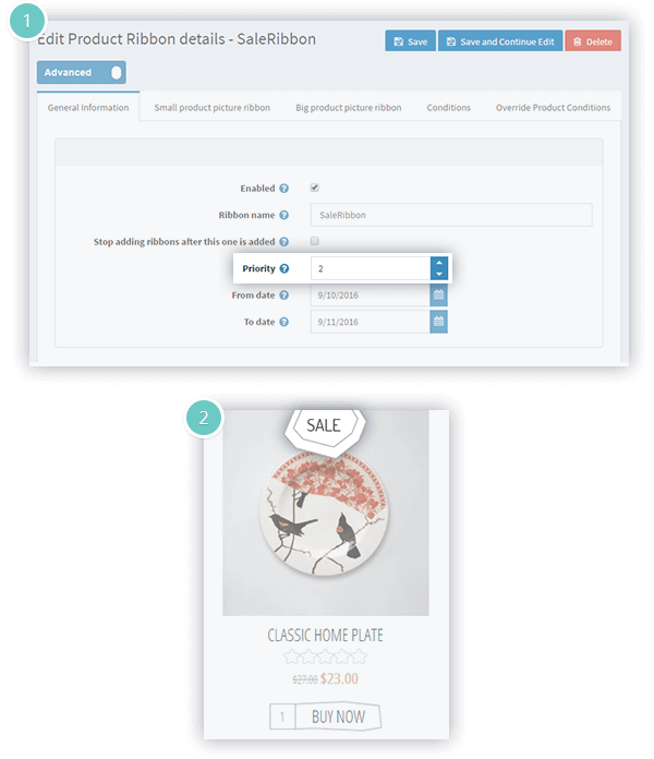Product Ribbons Plugin Features - product ribbon priority