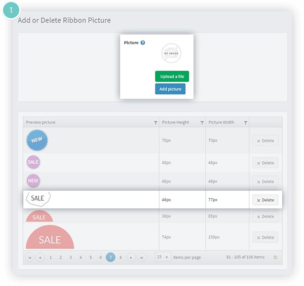 Product Ribbons Plugin Features - ribbon image upload