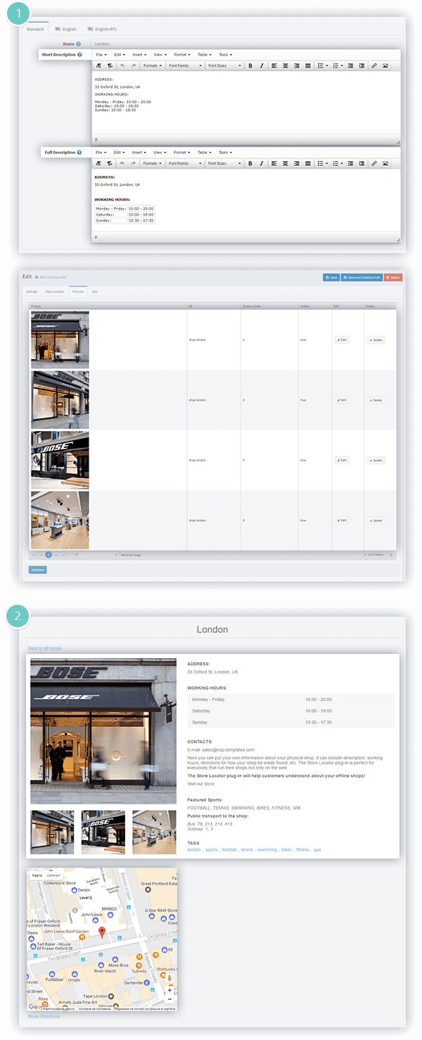 Store Locator Plugin Features - add a short description for each store