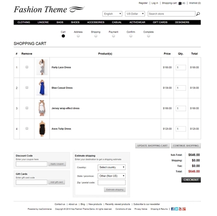 Fashion Theme - Checkout Page