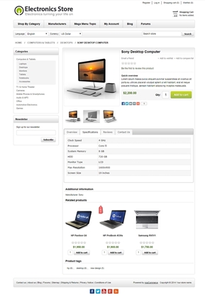 Electronics Theme - Product Page