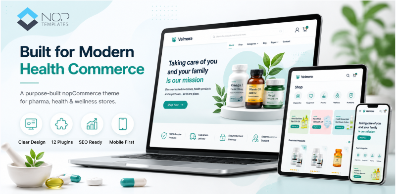 Best nopCommerce Theme for Pharma Brands and Online Health Stores